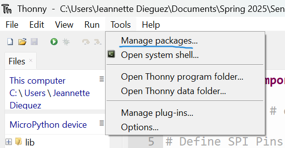 Tools->manage properties